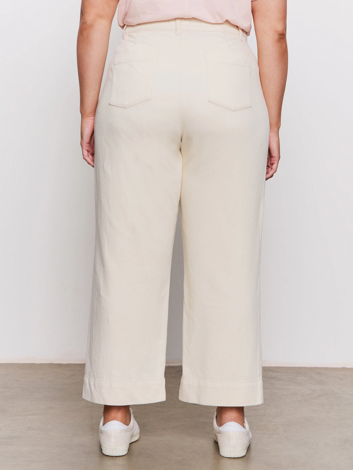 Soft Marine Wide Leg Standard Rise Crop Pant Macrame Extended Sizing