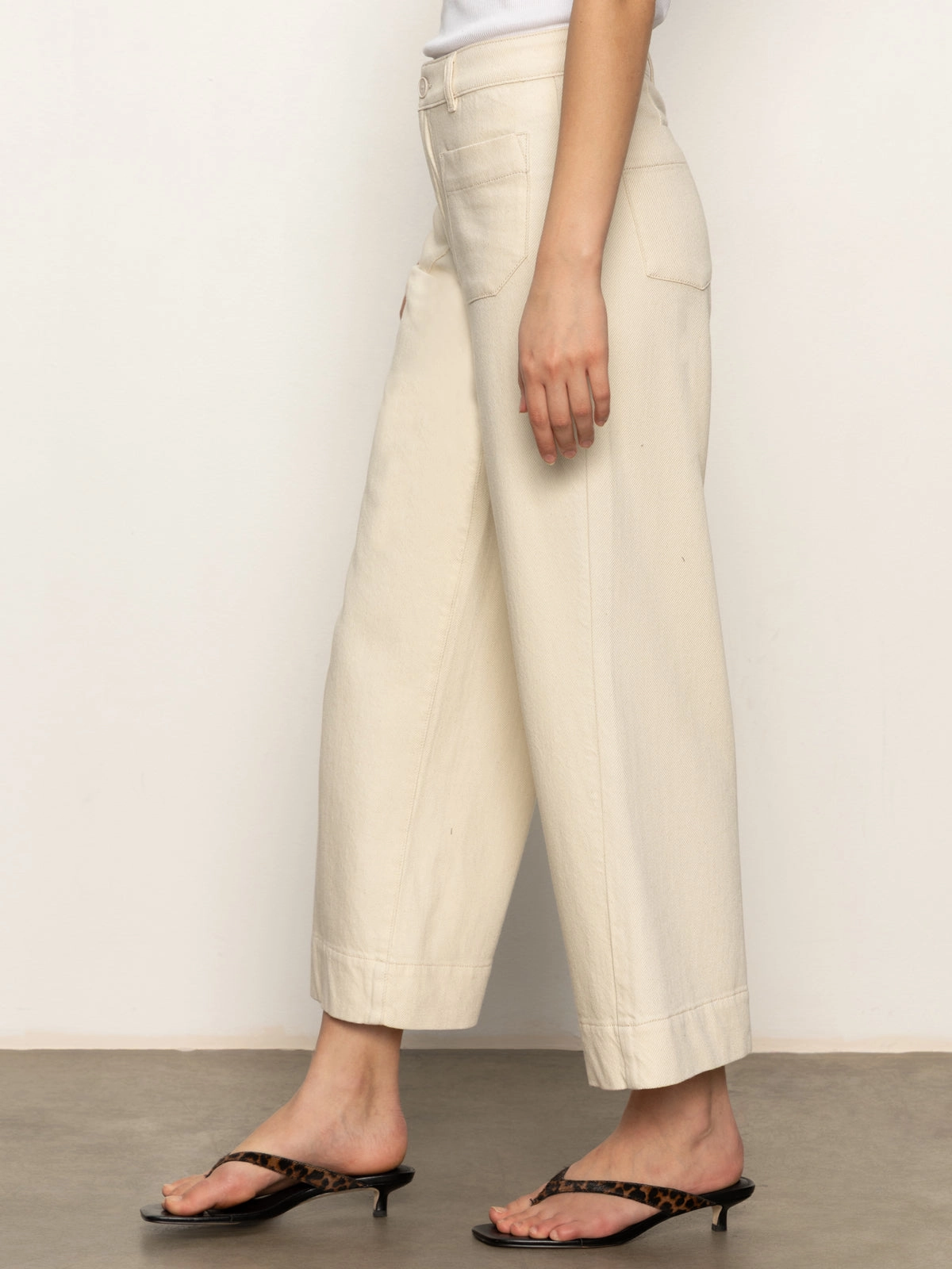 Soft Marine Wide Leg Standard Rise Crop Pant Macrame