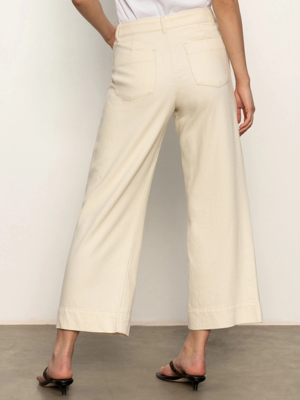 Soft Marine Wide Leg Standard Rise Crop Pant Macrame