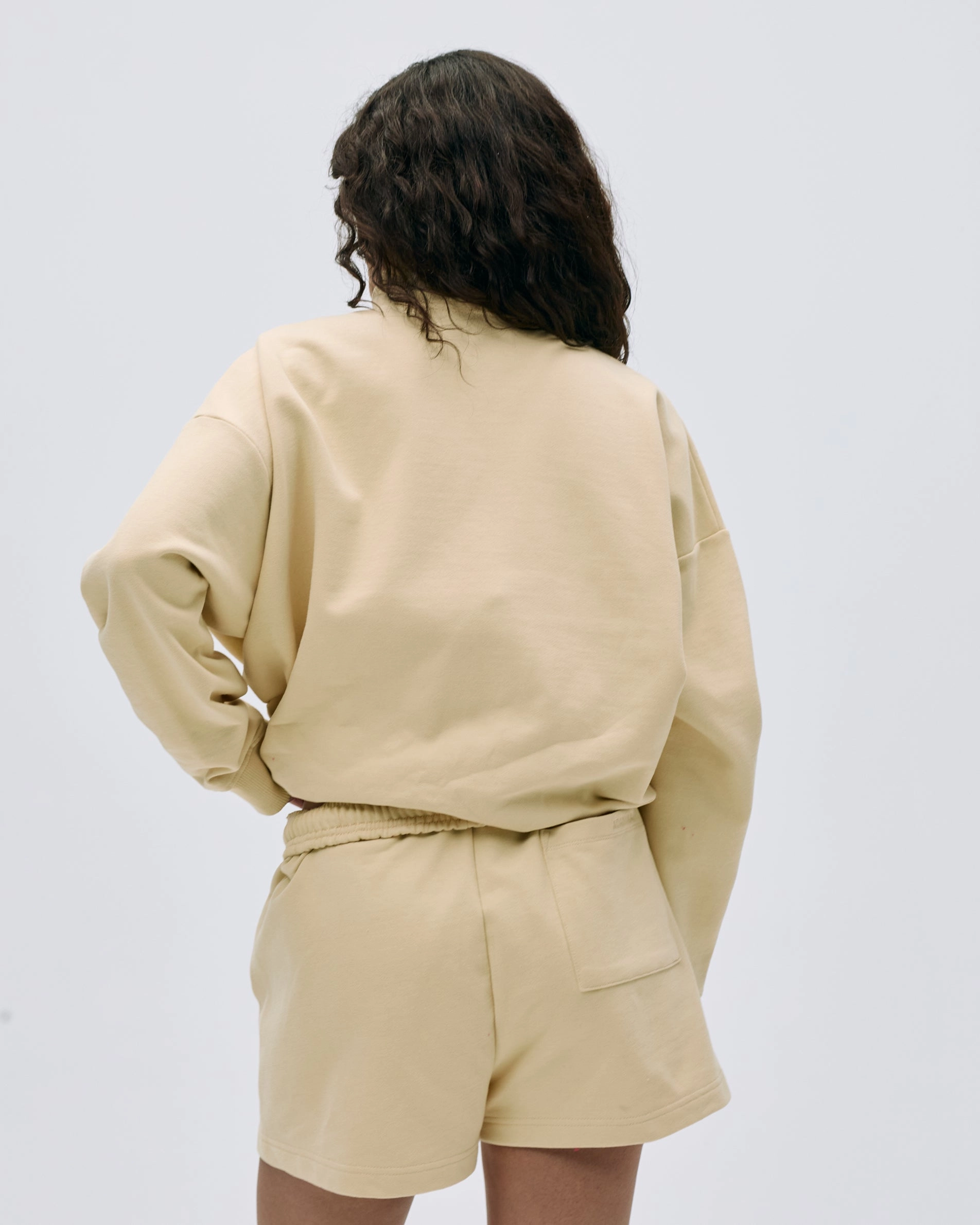 Sports Play Oversized Funnel Full Zip Sweatshirt - Butter Yellow