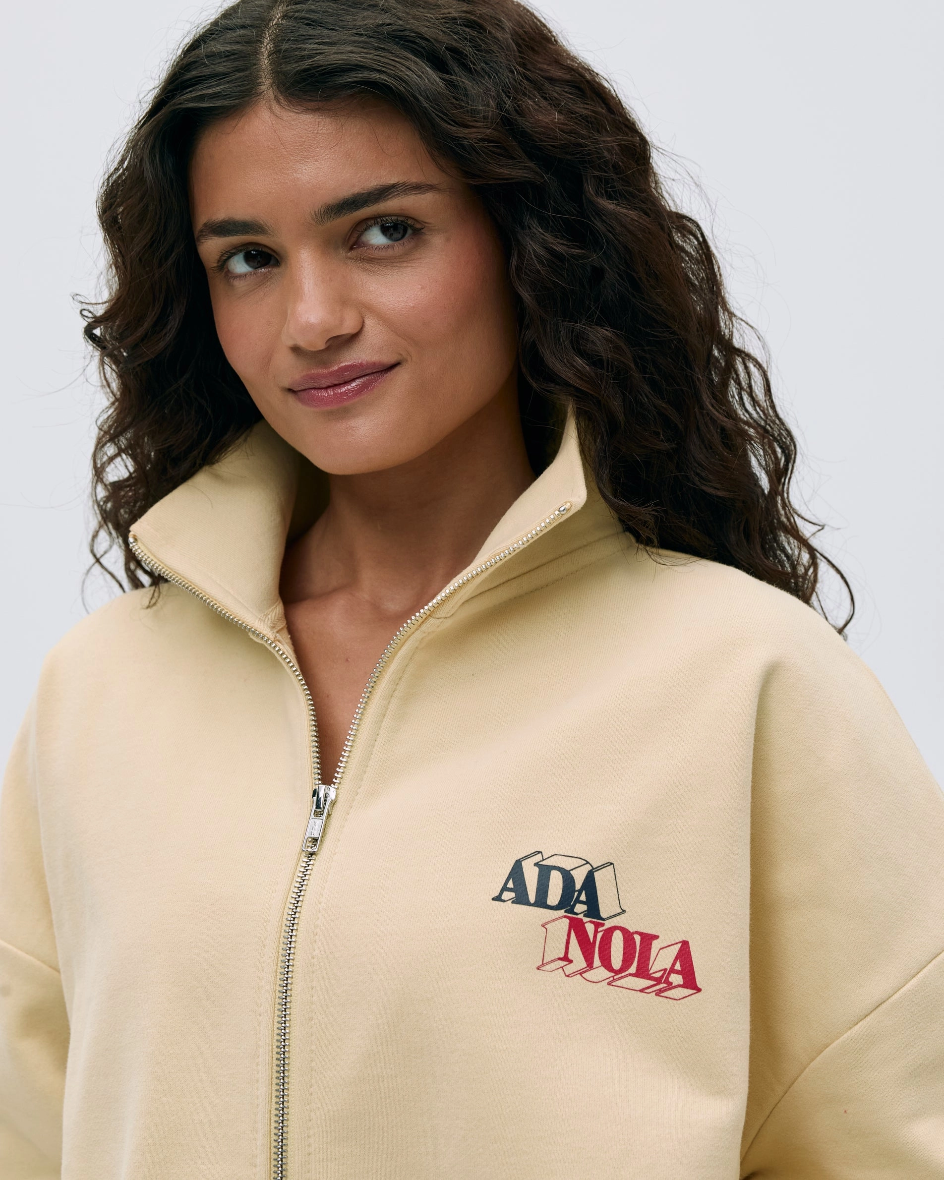 Sports Play Oversized Funnel Full Zip Sweatshirt - Butter Yellow