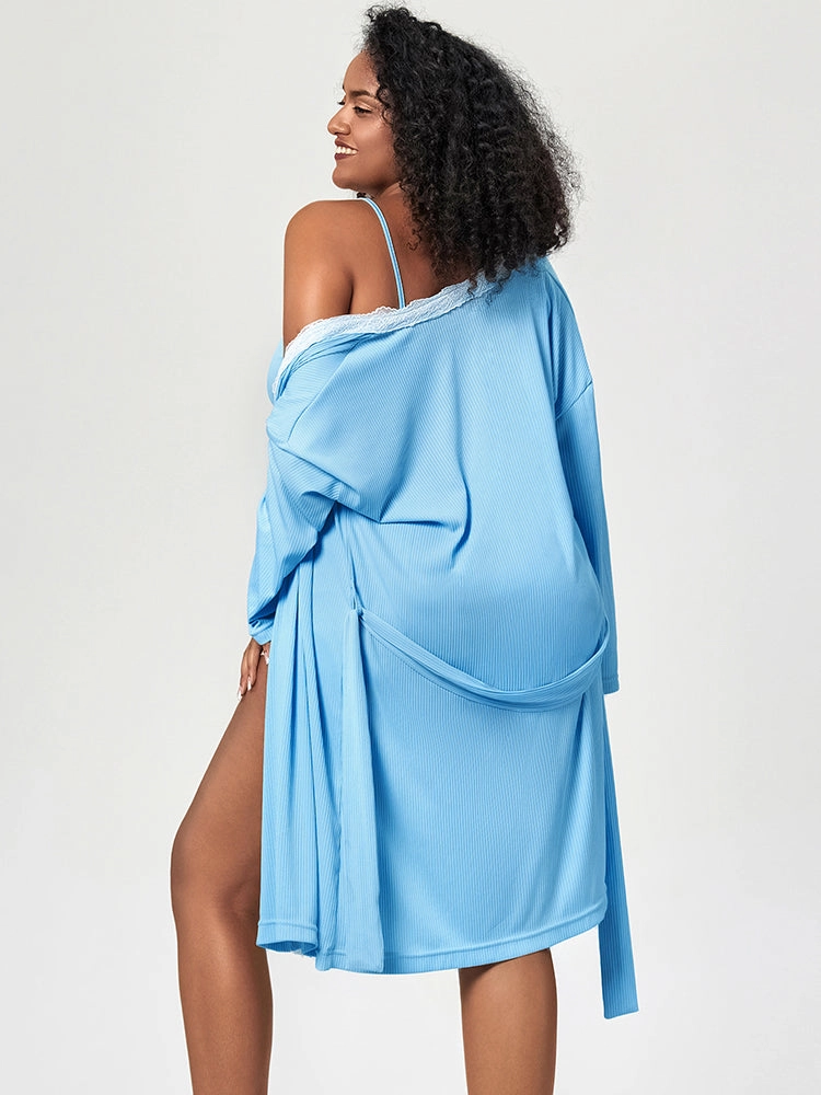 Summer Solid Color Lace Trim Camisole Pajamas Set