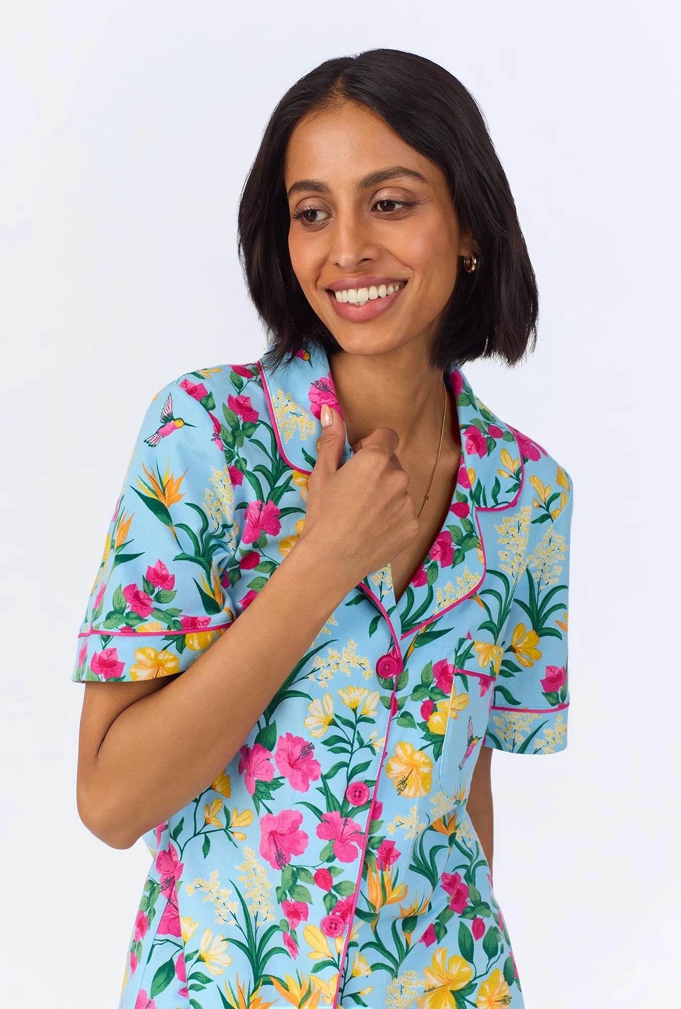 Tropical Paradise Short Sleeve Classic Stretch Jersey Cropped PJ Set