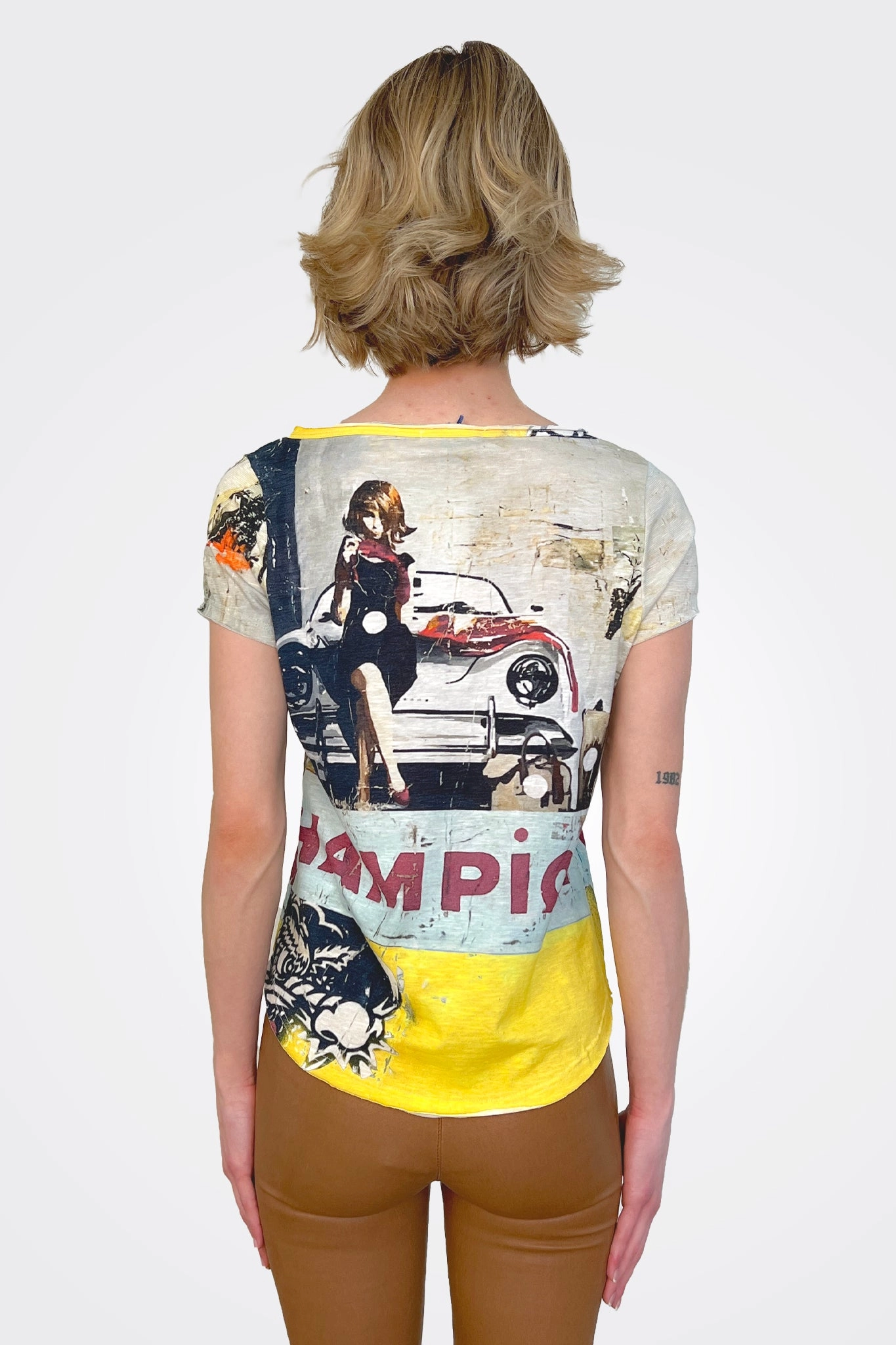 V Neck Tee - Pop Art Yellow