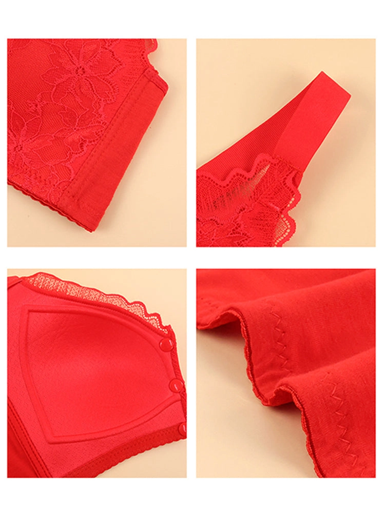 Wave Lace Front Buckle Wireless Bra