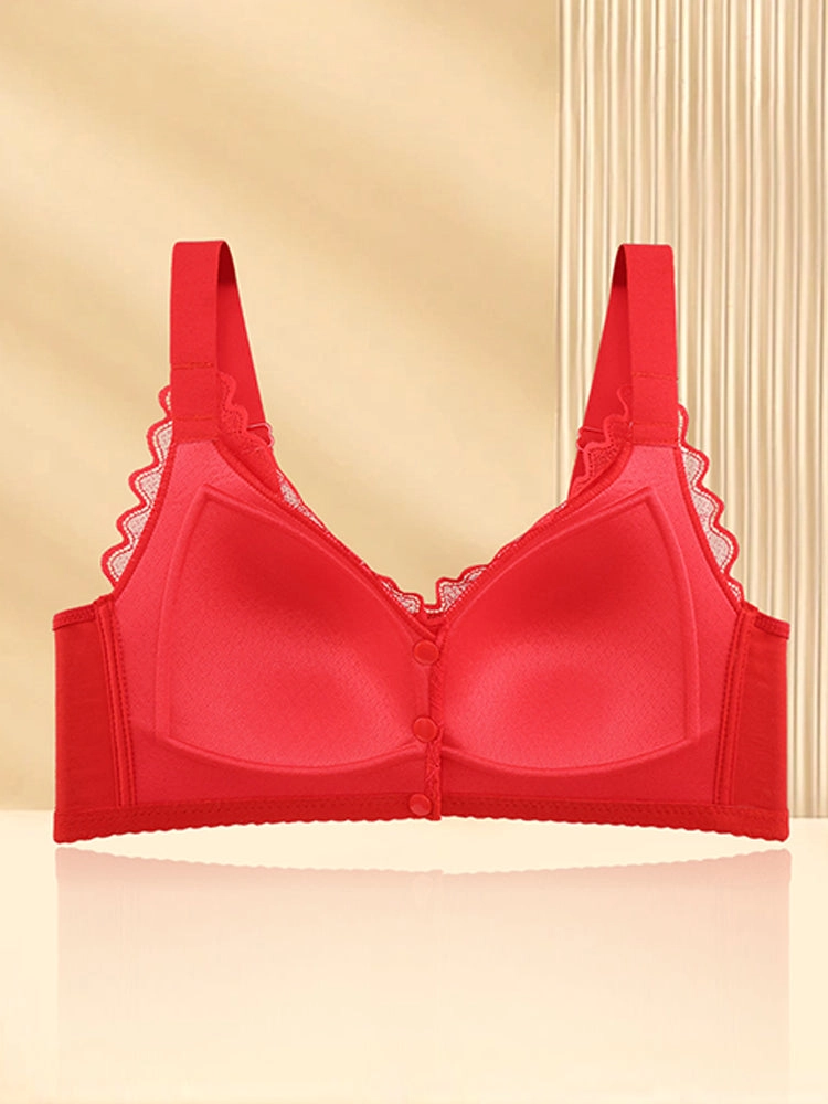 Wave Lace Front Buckle Wireless Bra