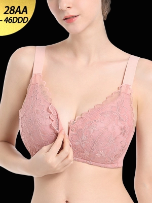 Wave Lace Front Buckle Wireless Bra