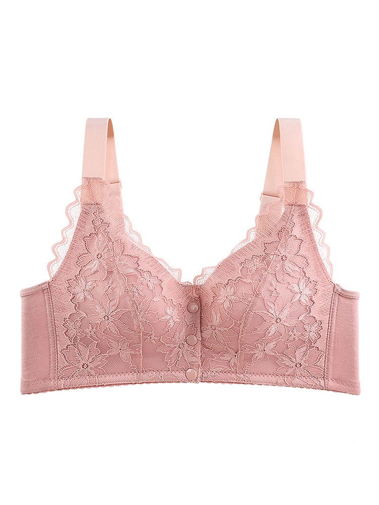 Wave Lace Front Buckle Wireless Bra