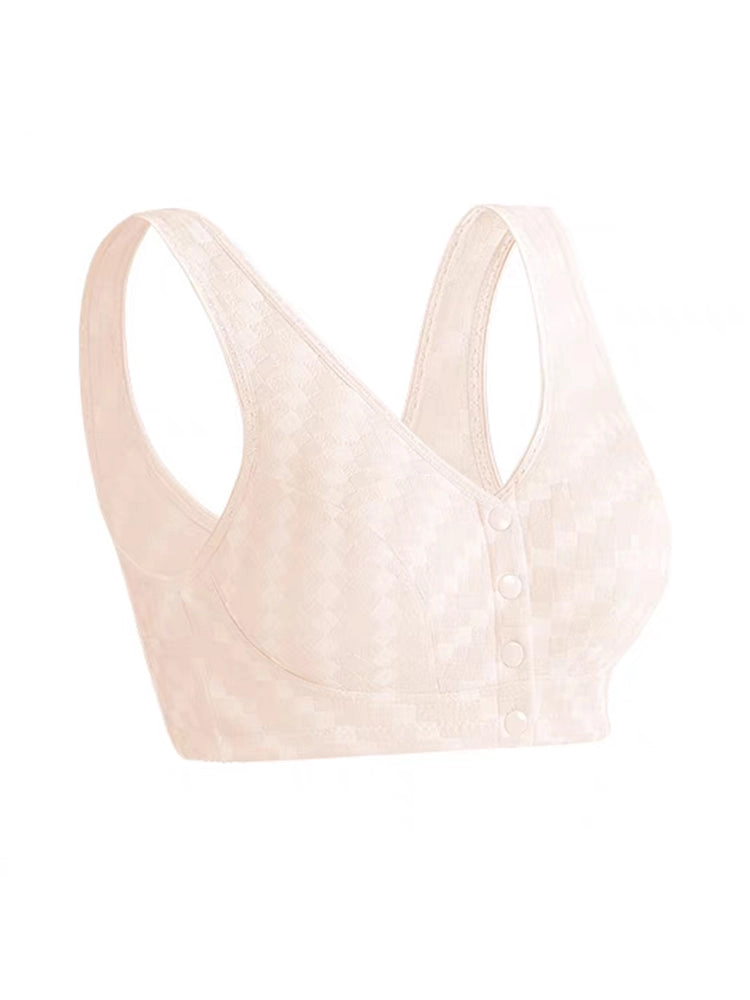 Wirefree Bra Front Button Closure Soft Cotton Bras