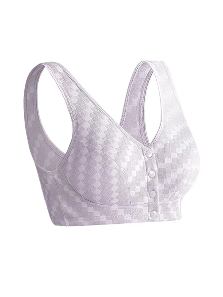 Wirefree Bra Front Button Closure Soft Cotton Bras