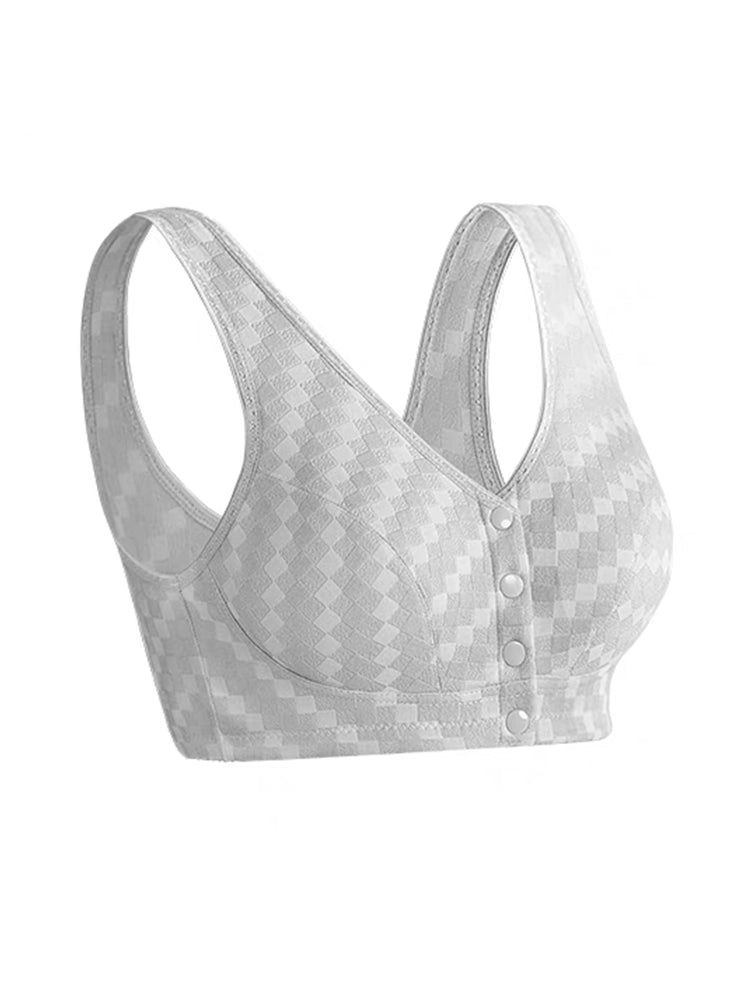Wirefree Bra Front Button Closure Soft Cotton Bras