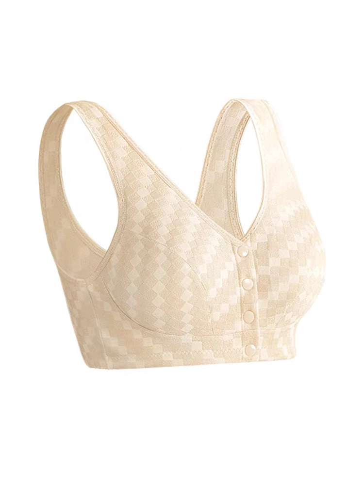 Wirefree Bra Front Button Closure Soft Cotton Bras