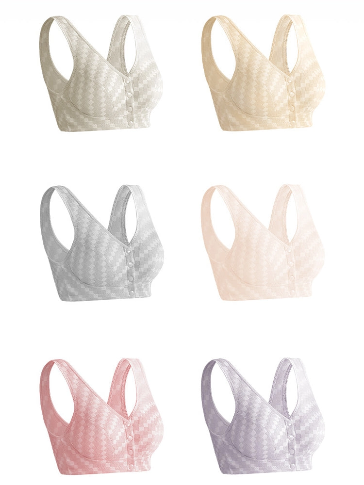 Wirefree Bra Front Button Closure Soft Cotton Bras