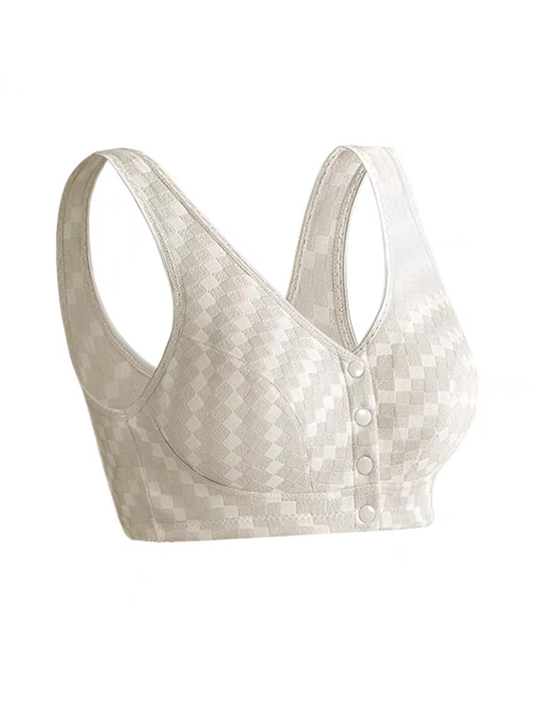 Wirefree Bra Front Button Closure Soft Cotton Bras