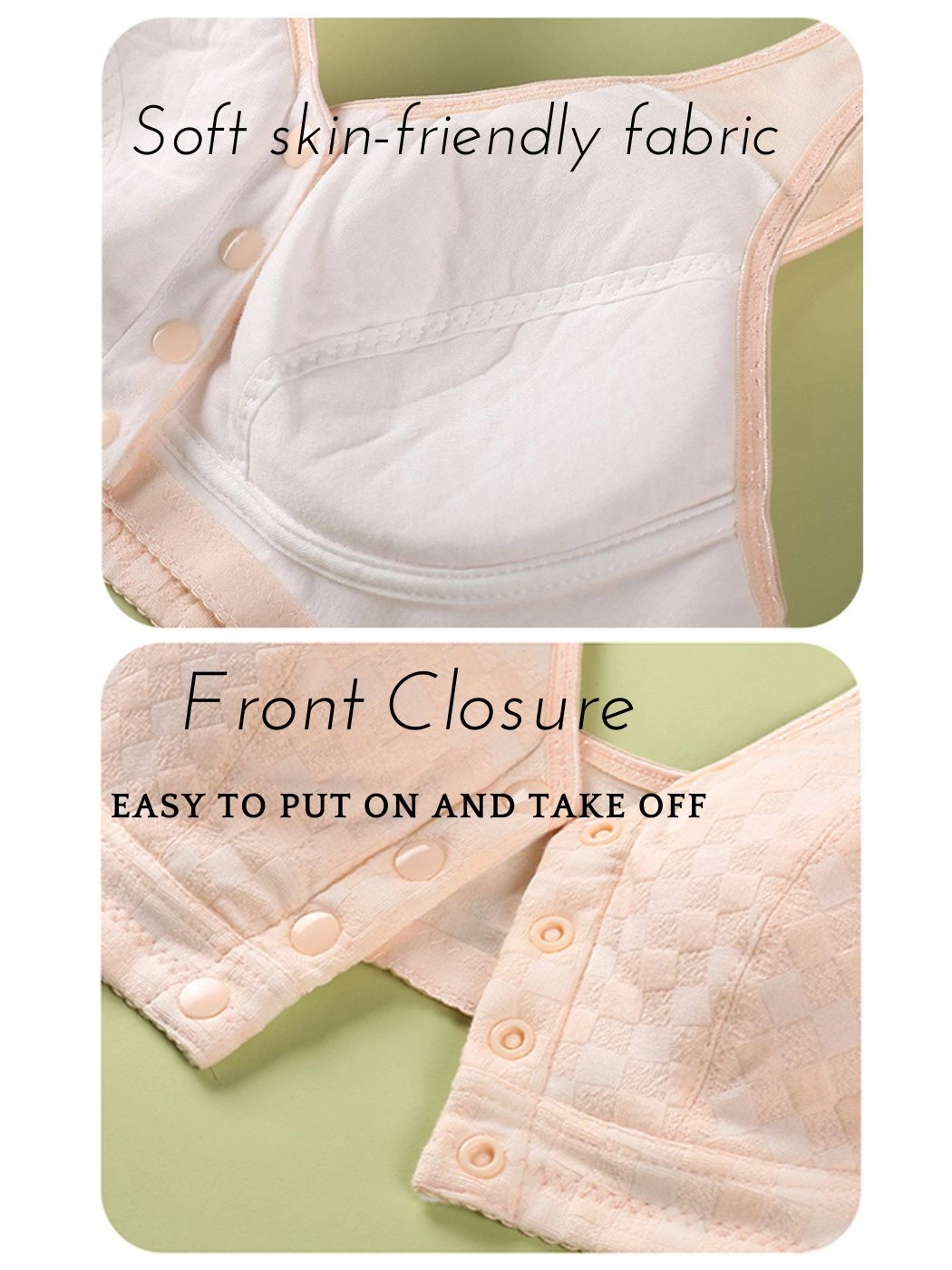 Wirefree Bra Front Button Closure Soft Cotton Bras