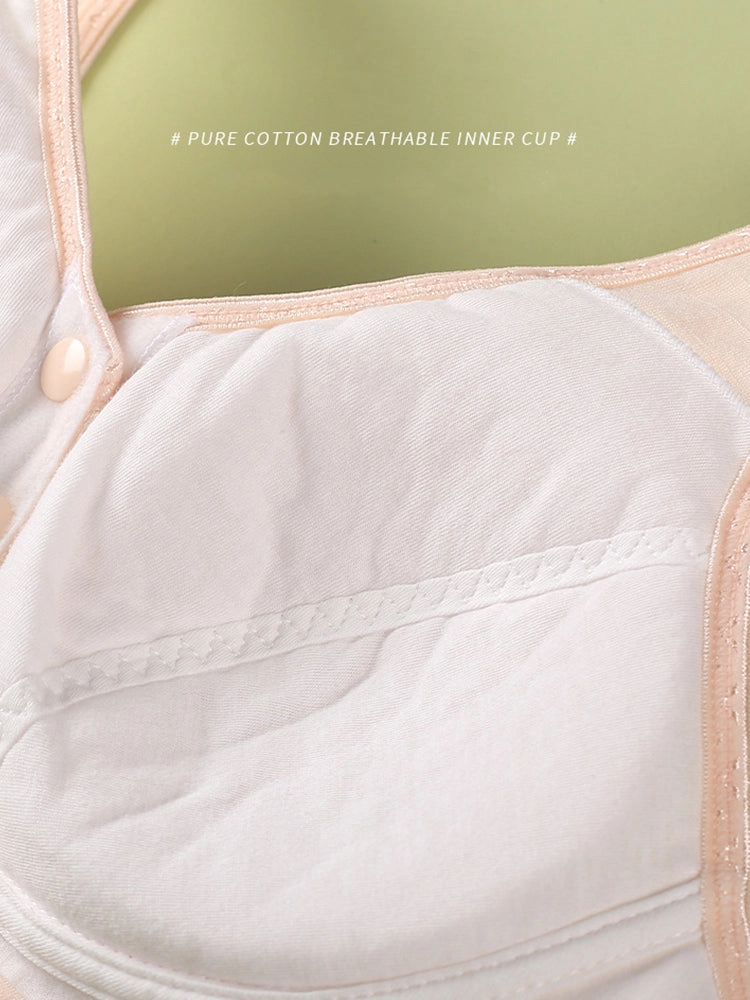 Wirefree Bra Front Button Closure Soft Cotton Bras