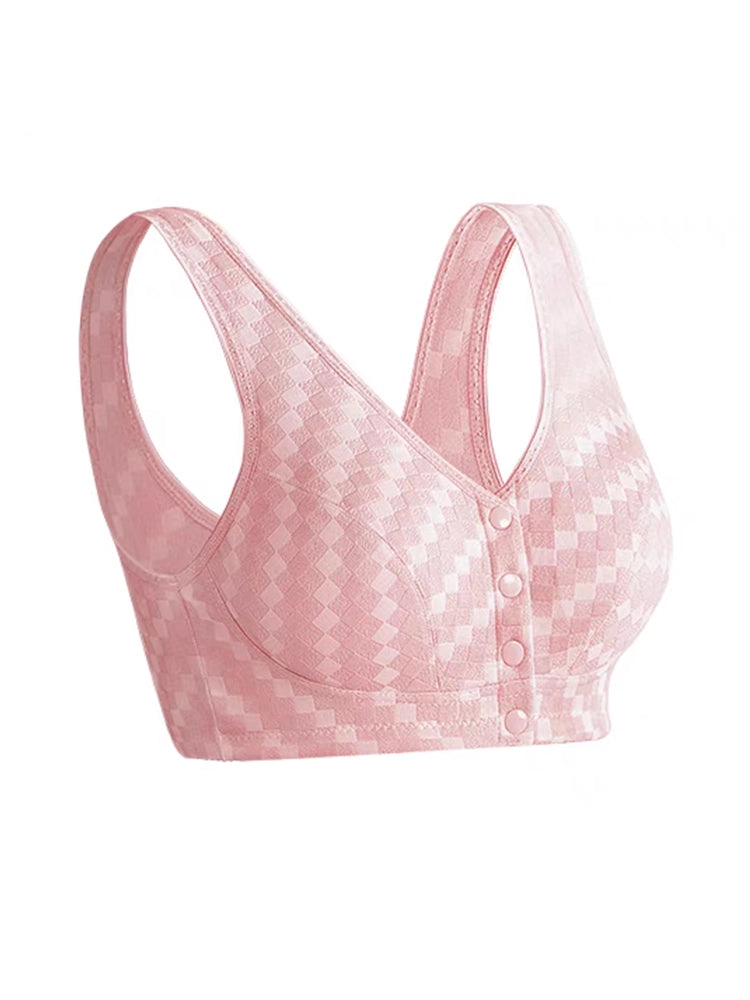 Wirefree Bra Front Button Closure Soft Cotton Bras