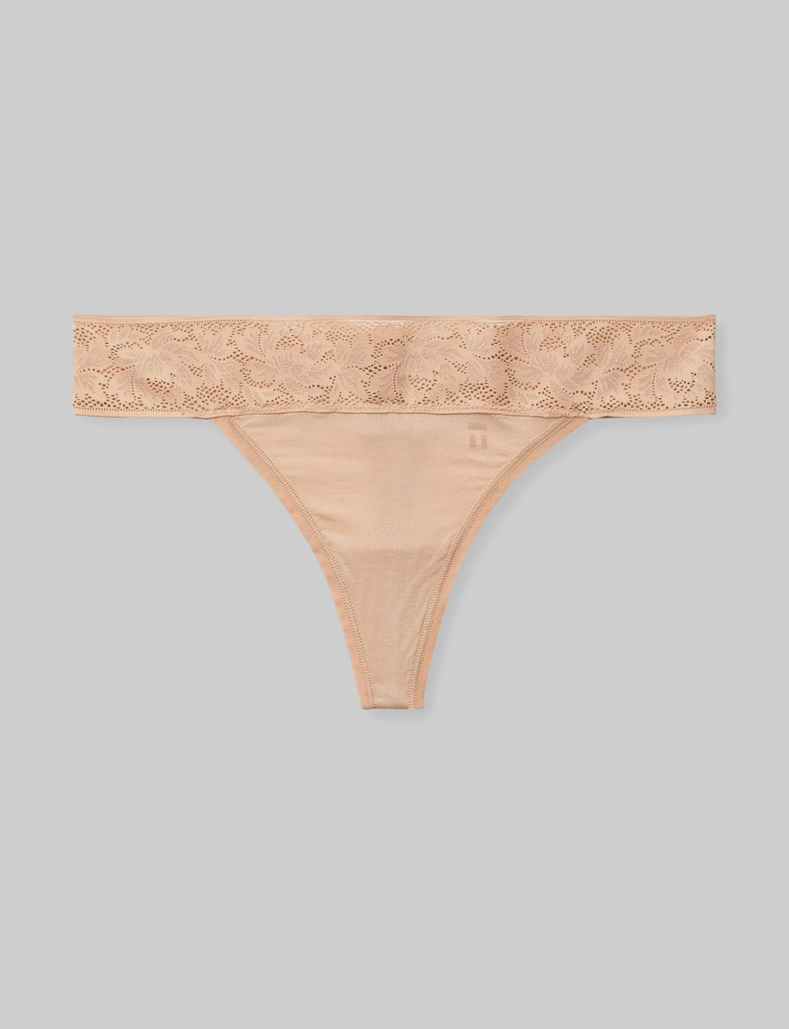 Women's Cool Cotton Thong, Lace Waist