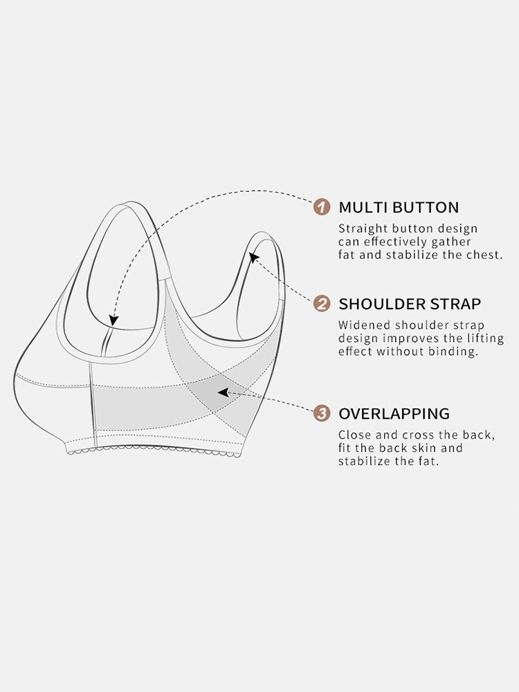 Women's Front Closure Wireless Back Support Bra