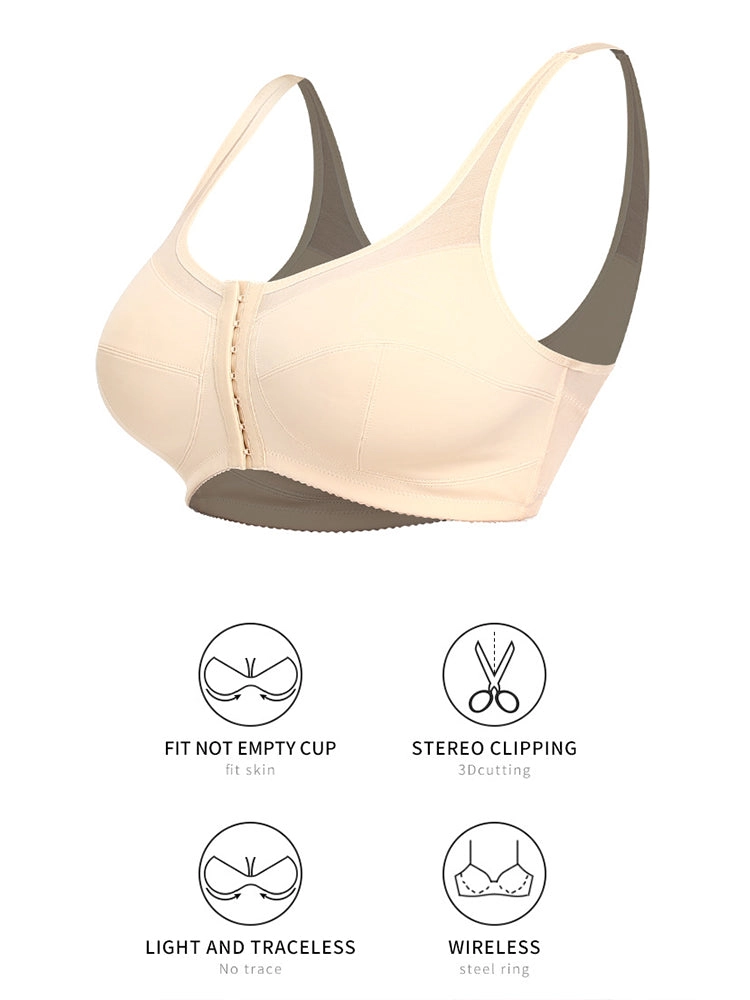 Women's Front Closure Wireless Back Support Bra