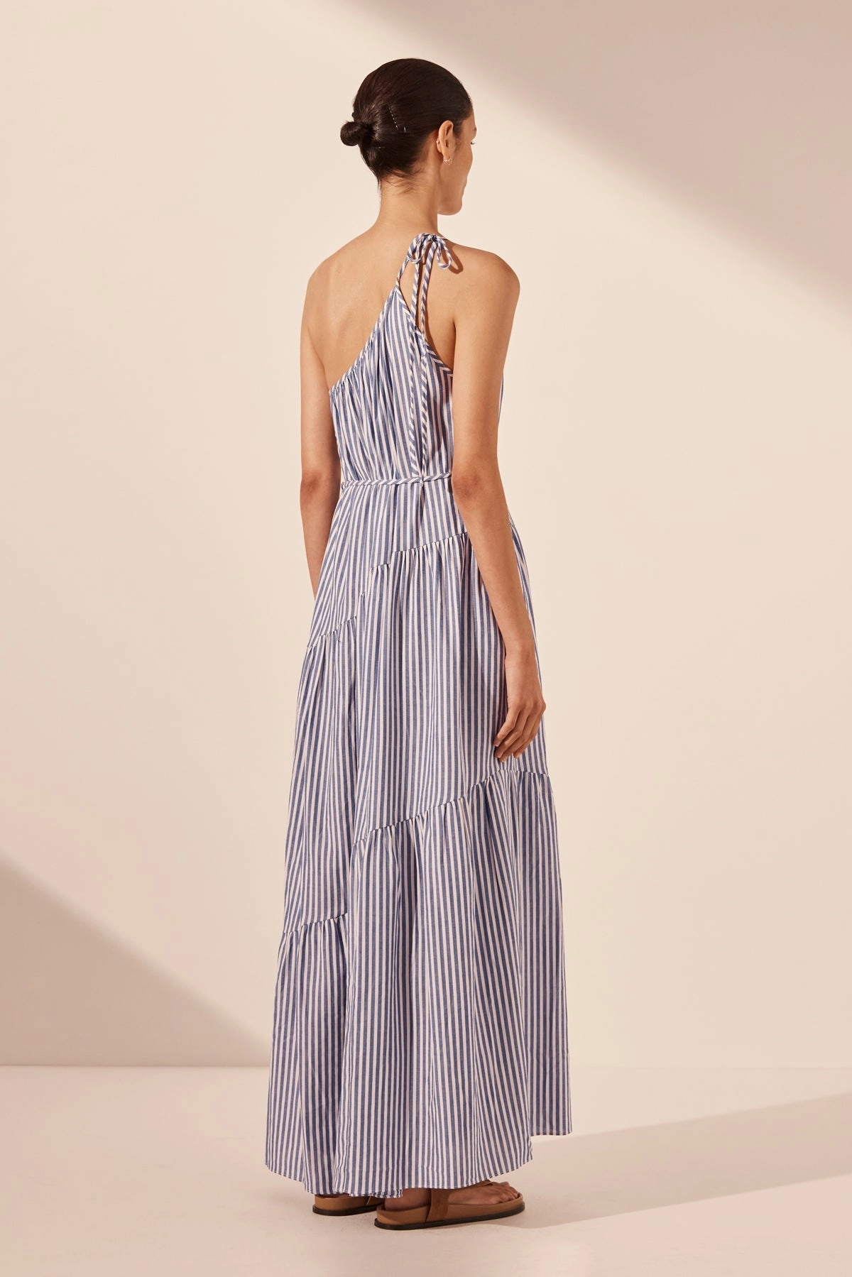 YASMINE ONE SHOULDER TIERED MAXI DRESS
