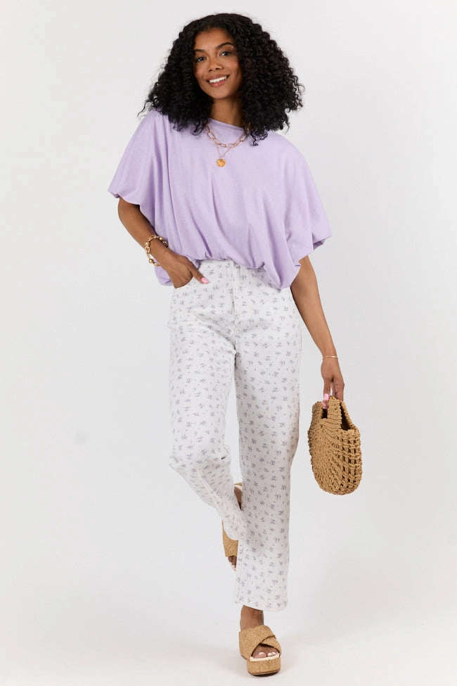 You've Got Me Lavender Bubble Hem Tee