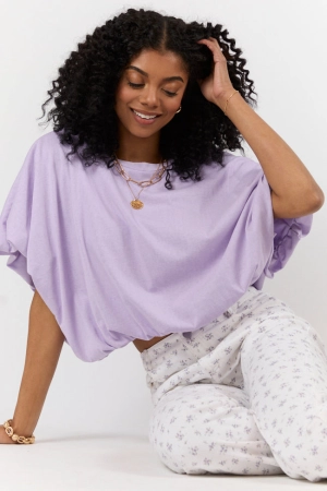 You've Got Me Lavender Bubble Hem Tee
