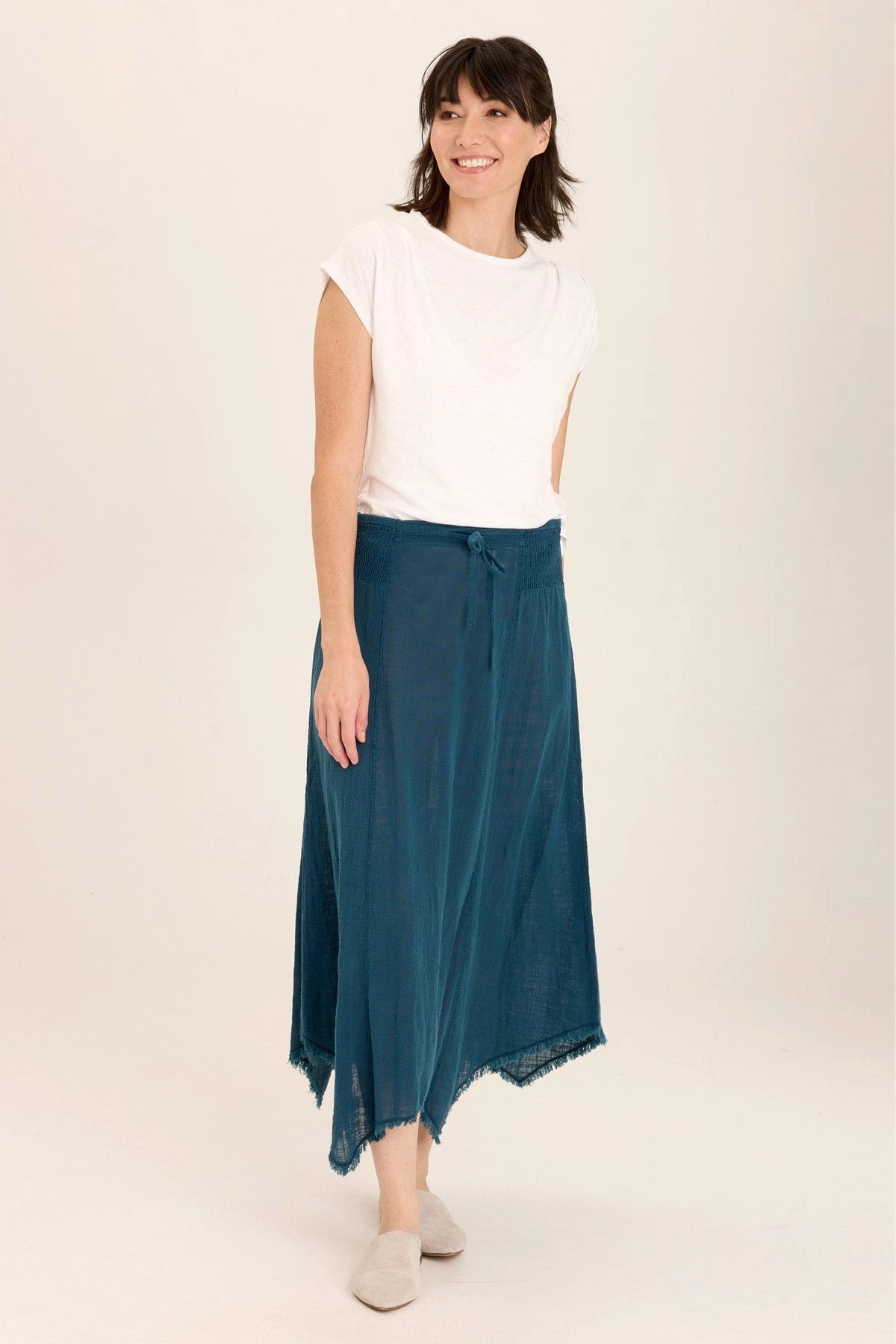 Zuri Gauze Handkerchief Casual Midi Skirt